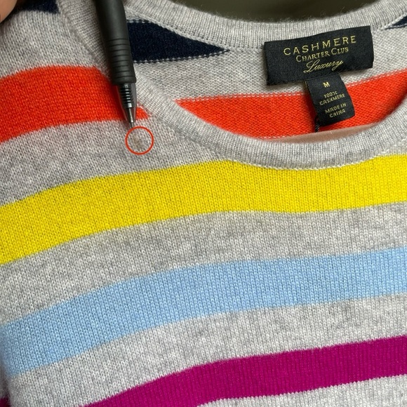 Charter Club | 100% Cashmere | Women’s Multicolor Striped Scoop Neck Sweater - Picture 9 of 9